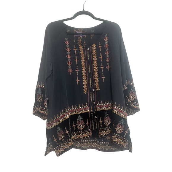 Johnny Was Valea Blouse Embroidered Silk Tunic Blouse Size Medium - Picture 3 of 8